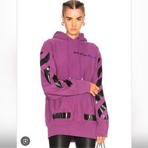 Off-White X Champion Purple Hoodie with Black Accents